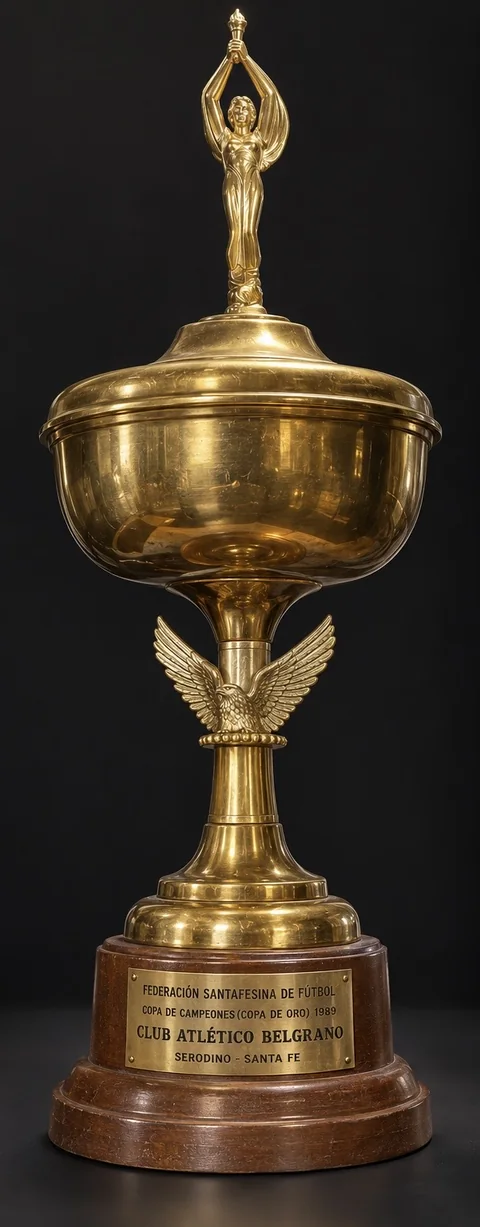 Trofeo de la Copa de Oro de 1989 con su placa